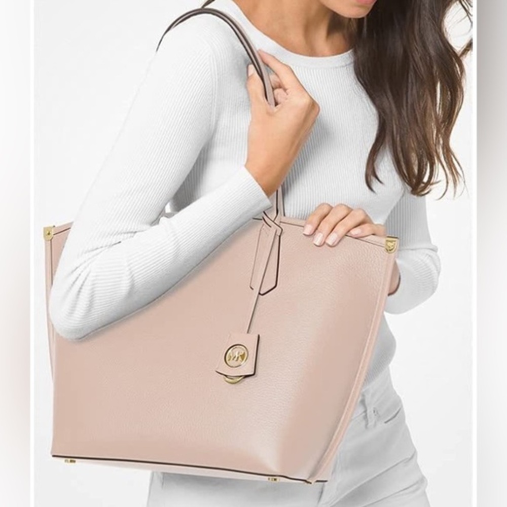 NWT MICHAEL KORS JANE LARGE PEBBLED LEATHER TOTE BAG IN GIFT BOX SOFT PINK PURSE